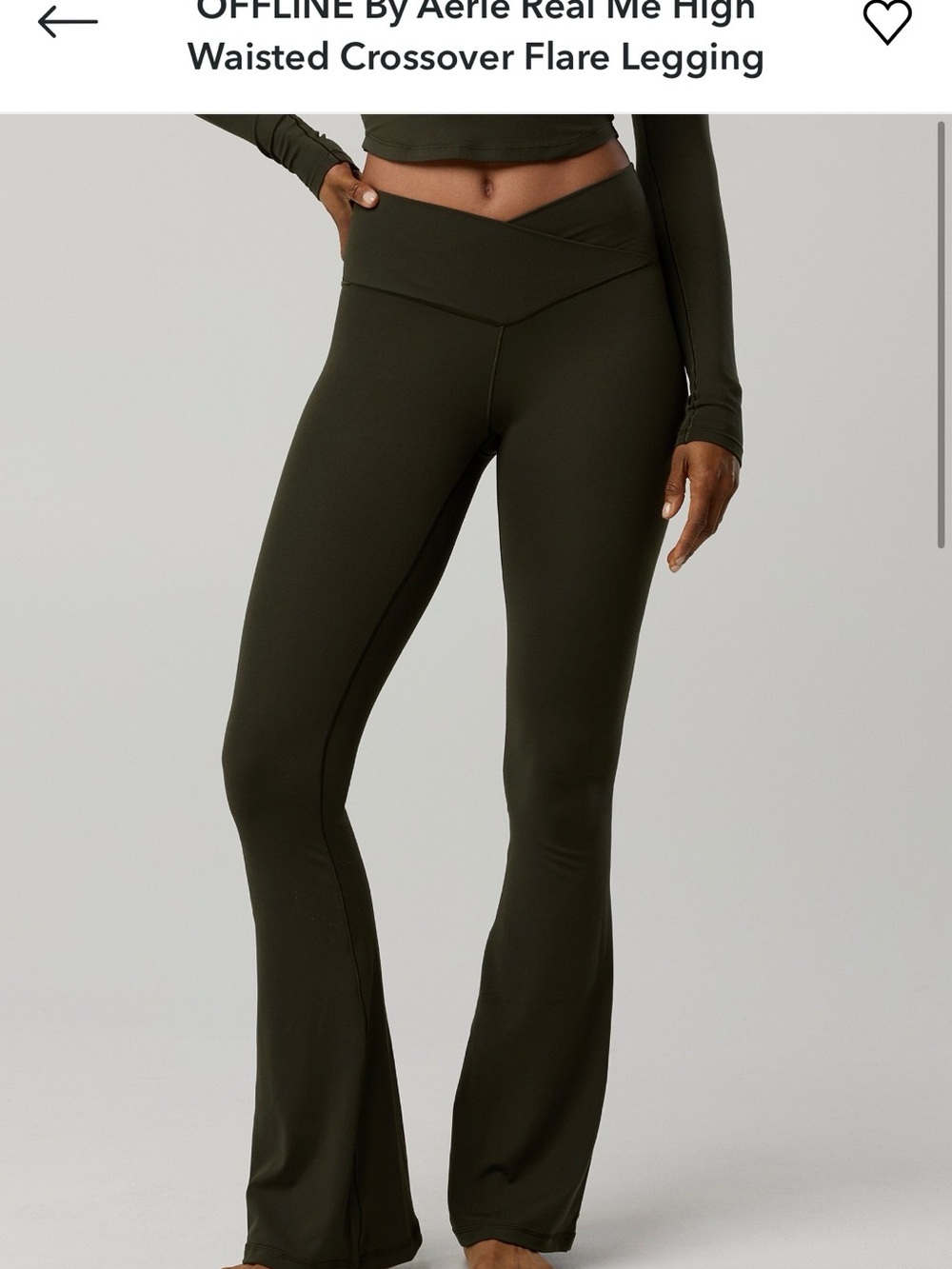 aerie High-Waisted Crossover Flare Legging - black